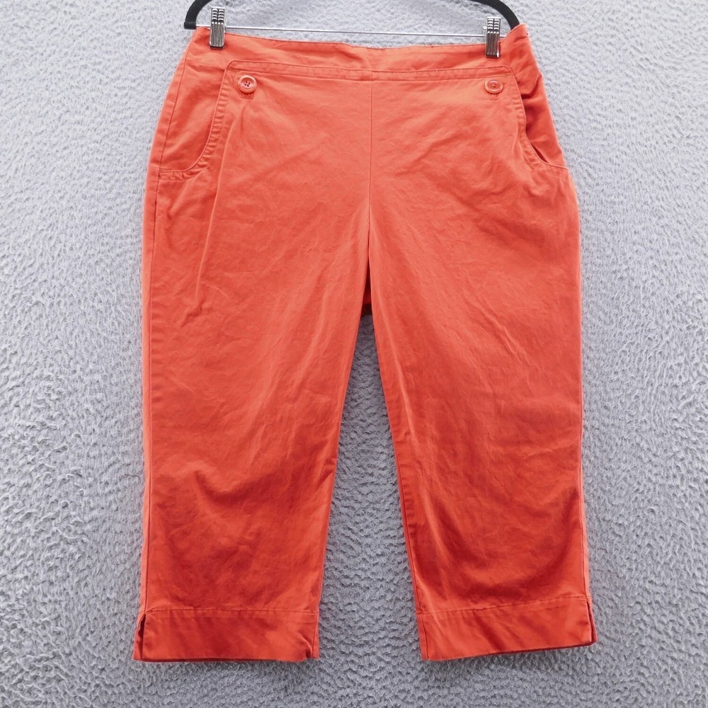 Talbots Petites Orange Stretch Cotton Capri‎ Pants Womens 14P Cropped Trousers